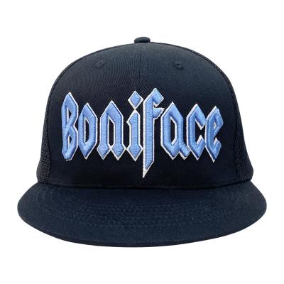 China COMMON High Quality Custom Flat Brim Mesh Tracker Hip Hop Hat Plain Logo Hats Snap Back Hat for sale