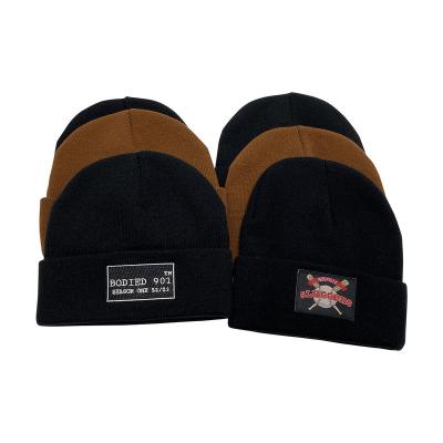 China COMMON Wholesale Custom Embroidery Logo Knitted Winter Hat Beanie Hat With Applique for sale