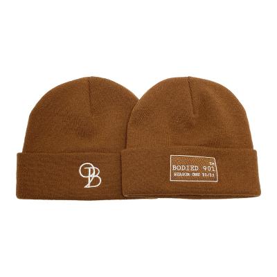 China COMMON OEM Custom Color Knitted Winter Hat Unisex Beanie With Embroidered Custom Logo for sale