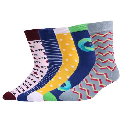 China Antibacterial Custom Wholesale Unisex Happy Colorful Socks Men's Logo Quality Novelty Cotton Happy Socks for sale