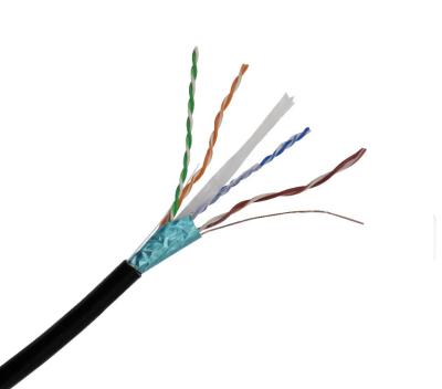 China El externo exterior impermeable del negro del cable de la red de la categoría 6 del cobre del cable al aire libre 23AWG de Cat6 FTP telegrafía en venta