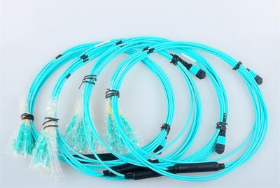 China Telecom Standard MPO-LC MM OM3 Fiber Patch Cord 8 Cores Fiber Jumpers for sale