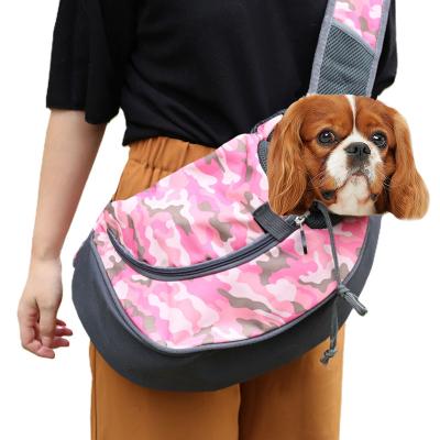 China Breathable Cotton Viable Adjustable Travel Space Sling Bag Safety Travel Mesh Dog Sling Hands Free Carrier for sale