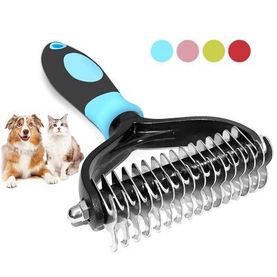 China Double Sided Dog Tools Accessories Hair Trimming Cat Grooming Brush Comb Puppy Animal Care Pet Hair Removal Cleaning Brush for sale