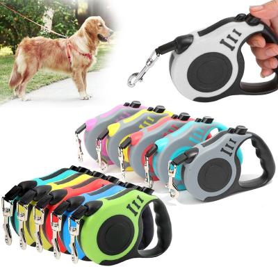 China Stored Automatic Retractable Dog Leash And Collar Fitting Harness Set Reflective Nylon Pet Leash Dog Outdoor D-Clip Collar for sale