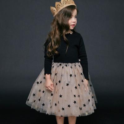 China Long-sleeved net gauze children's anti-static Korean girls' star cotto dress fluffy skirt for dress for sale