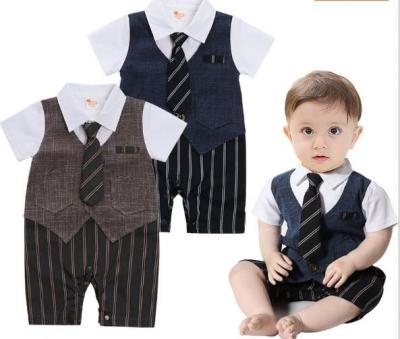 China ENGLAND STYLE 2019 Kids Summer Shorts Sleeve Baby One Piece Striped Gentleman Baby Clothes Boy Climbing Outfit for sale