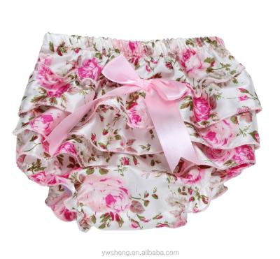 China GOODTECK Breathable Babies Satin Diaper Cover Bowknot Ruffle Bloomers for sale