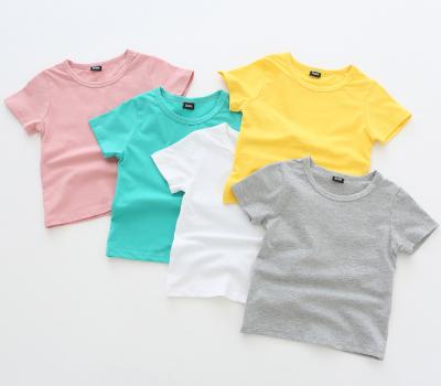 China 2019 Summer high quality children's anti-pilling T-shirt baby clothes candy color top cotton short t-shirt for sale