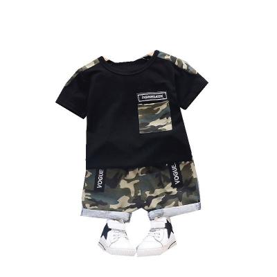 China New Summer Chinese Style T-shirt Baby Boy Clothes Casual Handsome Round Neck Kids Short Sleeve Suit for sale