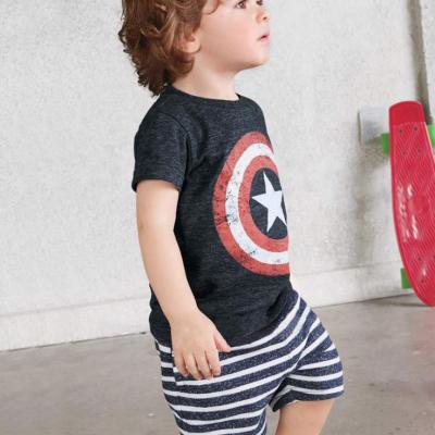 China 2021 Wholesale Boys Fashion New Product Summer Pure Cotton Short Sleeve Clothing T-shirt Set for sale