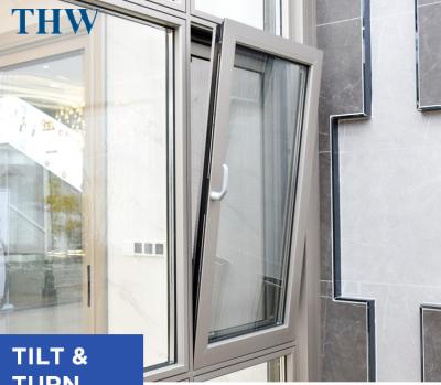 China THW Swing Hurricane Impact Open Modern Thermal Break Aluminum Casement Window With Screen For House Villa for sale