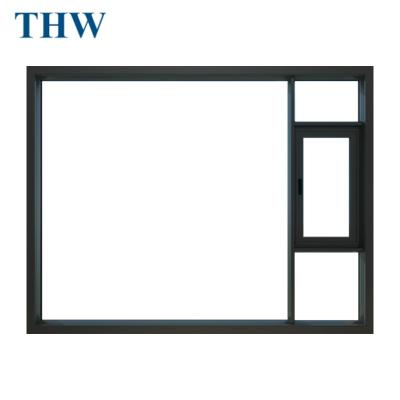 China Swing THW Goliath 3 Splicing Horizontal Push Type Special Thermal Break Triple Glazed Aluminum Glass Windows for sale