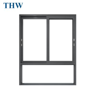 China Sliding THW Jazz 2 Modern House Window Aluminum Sliding Glass Window for sale