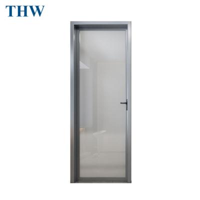 China THW Waterproof Bordeaux 2 Clear Glass Aluminum Door and Soundproof Sound Insulation Casement Frosted with Built-in Mute Lock for sale