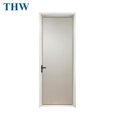 China THW Earl Fashion Waterproof Modern Narrow Glazed Aluminum Single Double Swing Door For Bathroom for sale