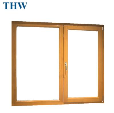 China THW Swing Hurricane Impact Tilt And Turn Window Clad Wood Aluminum Frame Australian Standard Wood Window for sale