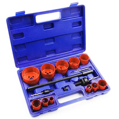 China LAIWEI 17-Piece Bimetal Plywood Hole Saw Kit. Clean, smooth and precise fast cutting holes through metal, wood, plastic, drywall for sale