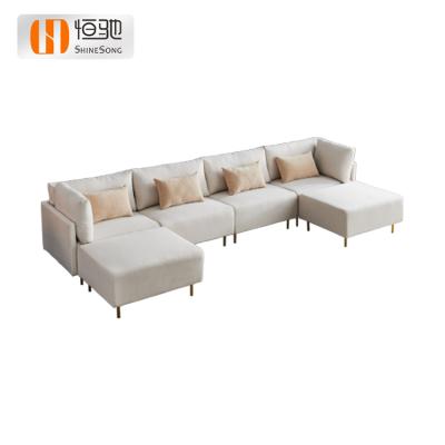 China High quality high resilience sponge fabric corner sofa c shaped sofa set 4 Seat furnture living room sofa for sale