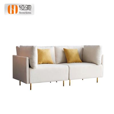 China Comfortable modern high resilience sponge factory custom living room sofa living room couch fabric white 2 seater sofa for sale