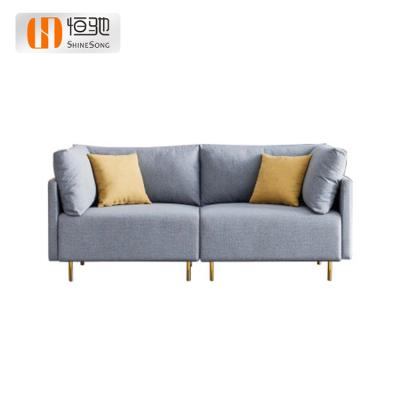 China Nordic Luxury Gray Modern Living Room Mini Sofa Set Fabric Upholstery Fabric Sofa Set Sponge Resilience Soft Top Sofa With Metal Legs for sale