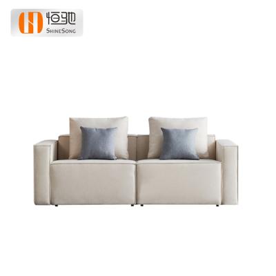 China Sale High Resilience Sponge Fabric Couch Modern Wood Frame Upholstery Sofa Warm White Modern Sofa Small Sofa for sale