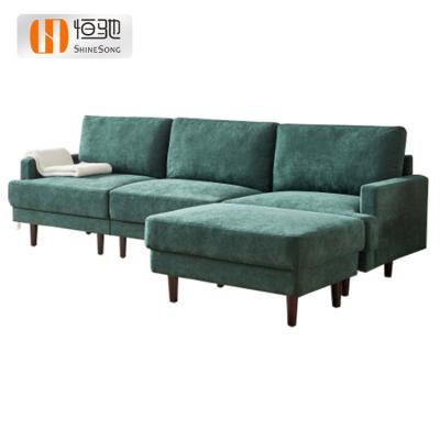 China High resilience sponge living room Italian corner sofa set sectional fabric modern sofa set dark green living room l-shape sofa for sale