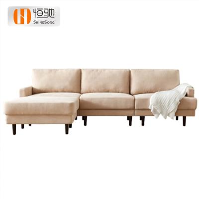 China High Resilience Sponge Corner Beige Leather Home Sofa Fabric Sectional Sofa Set Luxury Velvet Fabric Sofa for sale