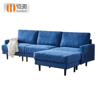 China High living room l shape resilience sponge sofa with royal blue sofa l shape bed bench sofa with recliners for sale