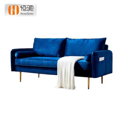 China High Resilience Sponge Cloth Sofa Sets Family Room Comfortable Soft Sofa Furniture Couch Blue Living Room Sofa for sale