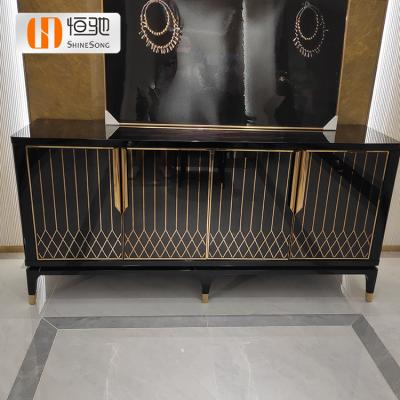 China Adjustable Modern Wood Veneer Living Room Black High Gloss Sideboard (Other) for sale