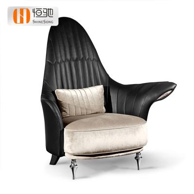 China (Other) Adjustable Genuine Leather Nappa Leisure Chair Comfort With Cushion Velvet Lounge Single Seater Chair With Arms for sale