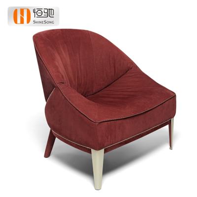 China (Other) Hotel Adjustable Bedroom Chairs Leisure Structure Fabric Red Solid Wood Living Room Leisure Single Chair for sale