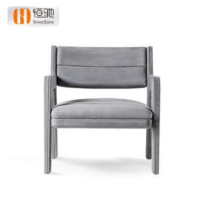 China Wood Chair (Other) Adjustable Modern Minimalist Gray Armrest Lounge Chairs Accent Design Wooden Legs for sale