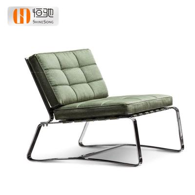 China (Other)Comfort Modernism Leisure Adjustable Chair With Cushion Metal Leg Lounger Fabric Lounge Accent Green Chair for sale