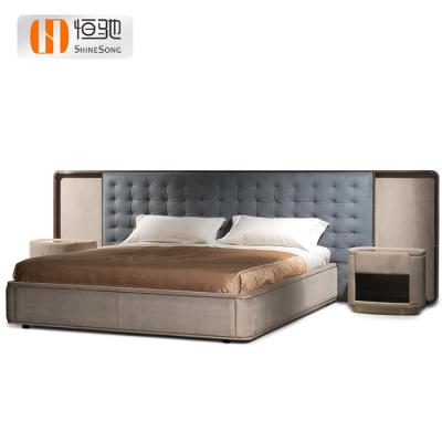 China Customize Leather Bed Set Microfiber Bedroom Leather Bed Available Modern Luxury King Size Furniture Leather Double 1.8m Bed for sale