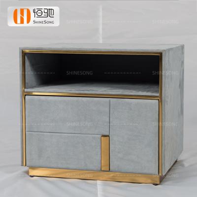 China Modern White Nightstand (Other) Side Adjustable Luxury Table Bed Style With Drawer Marble Nightstand for sale