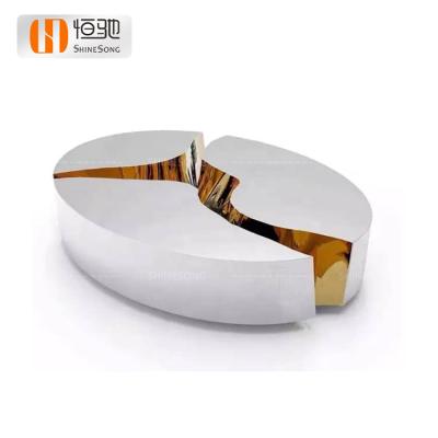 China New Design Italian White Creativity White Italian Creativity Light Living Room Tea Table Style Oval Coffee Table for sale