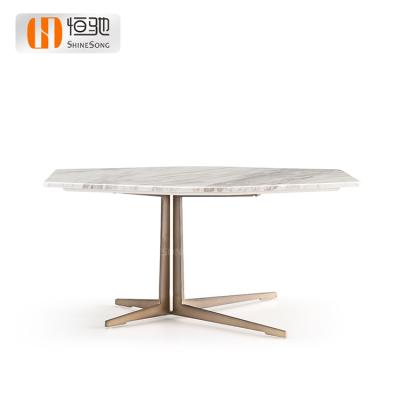 China Modern high quality white marble side frame metal tea table coffee table top coffee table for sale