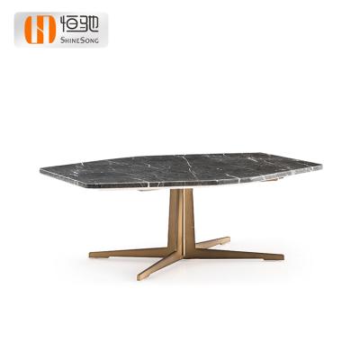 China Luxury Minimalist Marble Modern Living Room Furniture Central Legs Metal Tea Table Table Gray Coffee Table for sale