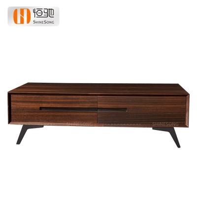 China Wholesale Furniture Rectangle Leg Carbon Steel Tea Table Wood Veneer Tea Table Living Room Coffee Table for sale