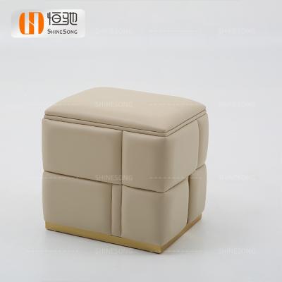 China Wooden Square Dressing Stool (The Other) Dressing Table Bedroom Small Stool Adjustable White Modern Furniture for sale