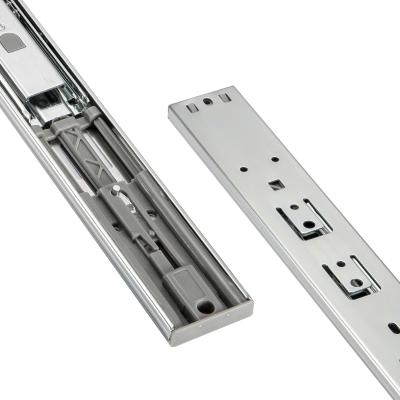 China Modern 45mm Furniture Fitting Cabinet Slide Push To Open Full Extension 3 Times Ball Bearing Drawer Slide for sale