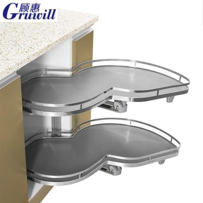 China Modern Kitchen Hardware Cabinet Swing Tray Pull Out Magic Corner Basket For Storage for sale