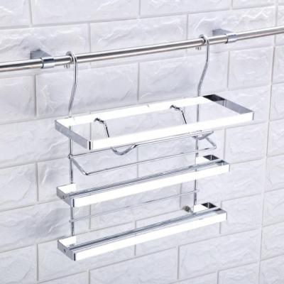 China Sustainable Multi Tier Wall Mounted Kitchen Metal Chromed Hanging Storage Rack For Oil Paper for sale