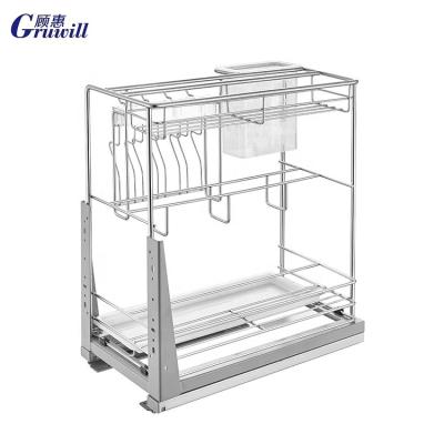 China Sustainable Multifunctional Pull Out Baskets Wire Storage Drawers Kitchen Wire Basket for sale