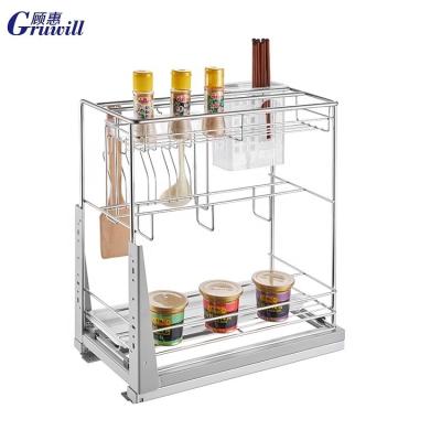 China Modern Multifunctional Kitchen Drawer Pull Out Wire Baskets For Cabinet Storage for sale