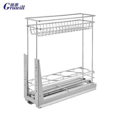 China Pull-Out Kitchen Storage Cabinet Drawer Bottle Pull-Out Wire Locker for sale