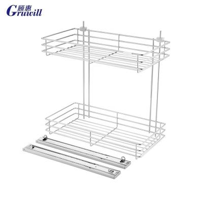 China Modern Kitchen Drawer Pull Out Wire Baskets For Cabinet Bottle Storage for sale