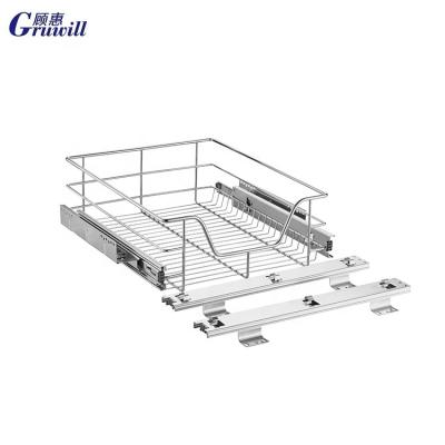 China Cheap Sustainable Metal Rectangular Sideboard Big Small Pull Out Put Wire Basket For Storage Organizer for sale